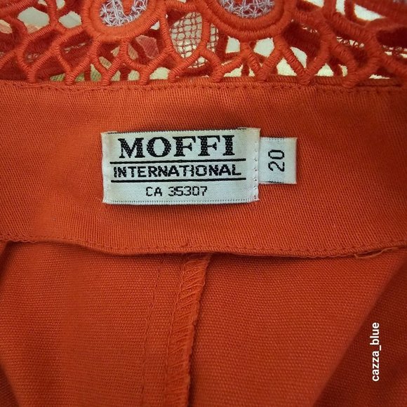 MOFFI International Vintage Tailored Women's Plus Size Orange Denim Jacket - Picture 8 of 14